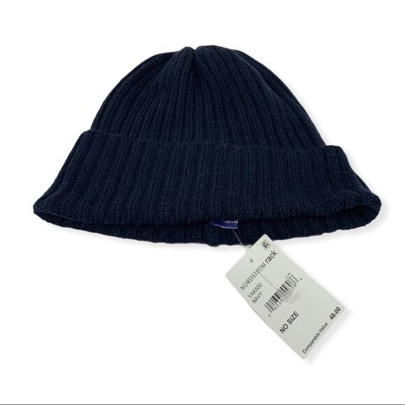 Hat Attack Navy Blue Ribbed Knit Beanie Winter Hat Nordstrom Toque NWT $48 MSRP - Picture 1 of 2